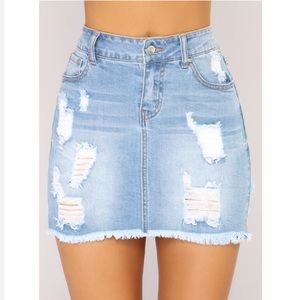 Fashion nova “love me now” jean skirt